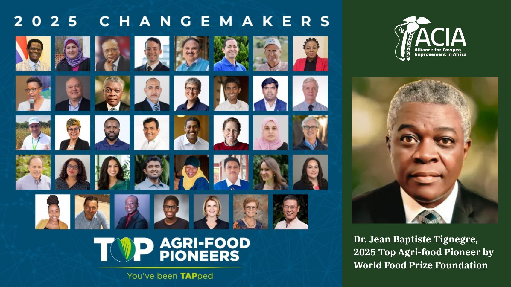 ACIA’s Dr. Jean Baptiste Tignegre Named 2025 Top Agri-food Pioneer by World Food Prize Foundation